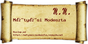 Mátyási Modeszta névjegykártya